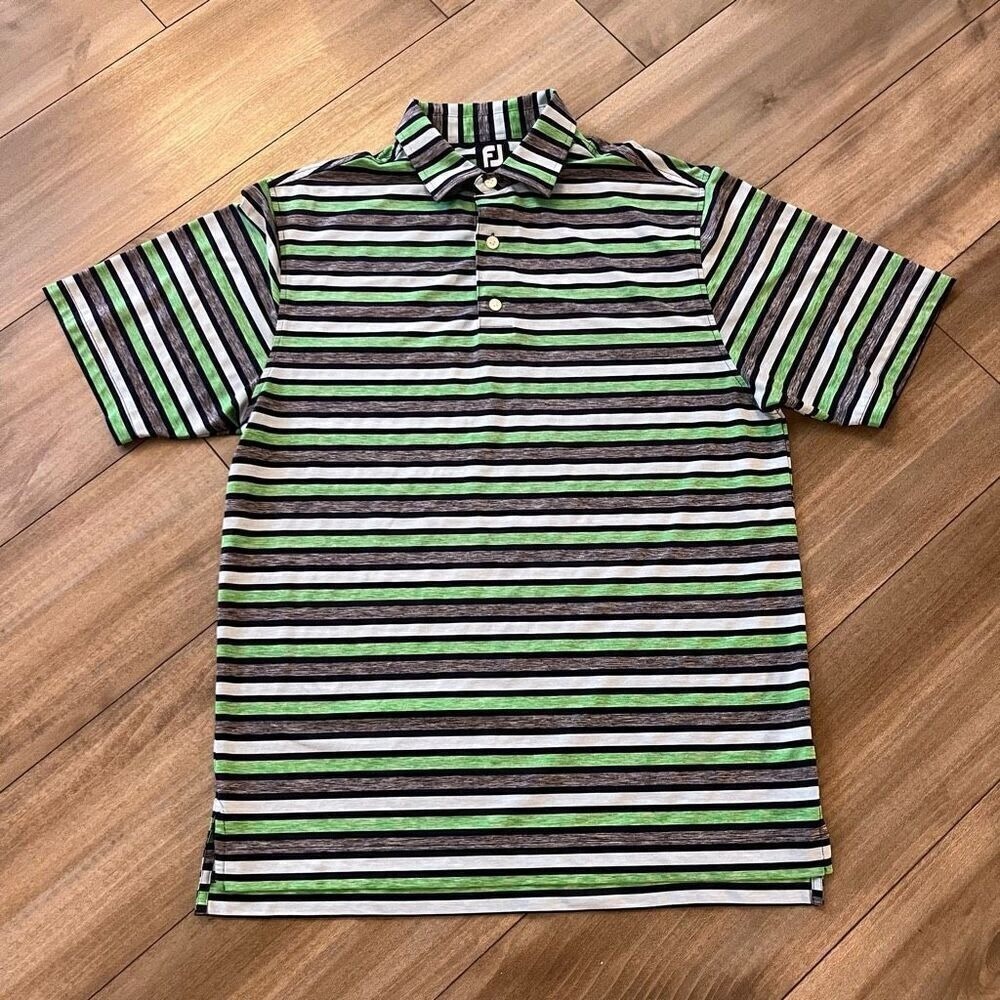 FootJoy Stripe Athletic Polo Shirt Men Medium Bin L-201